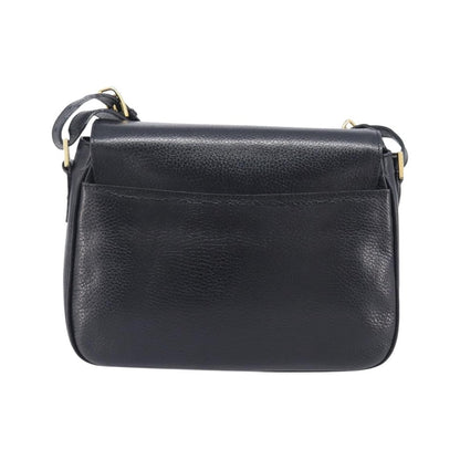 Celine Vintage Circle Logo Leather, Black, Leather, Crossbody Bag