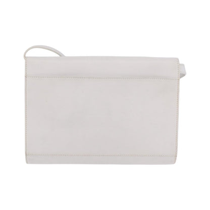 Celine Vintage Circle Logo Leather, White, Leather, Crossbody Bag