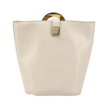 Celine Vintage Circle Logo Leather, White, Leather, Crossbody Bag