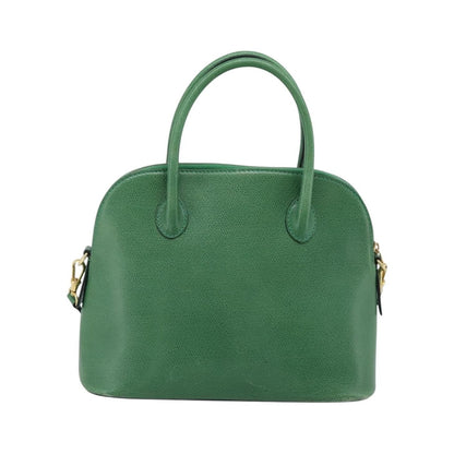 Celine Vintage Convertible Bowler Leather, Green, Leather, Handbag