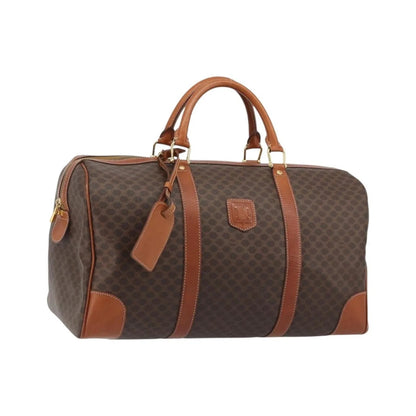 Celine Vintage Duffle Canvas and Leather, Brown, Canvas, Travel Bag