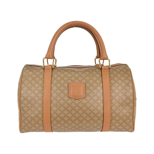 Celine Vintage Duffle Canvas and Leather, Beige, PVC, Travel Bag