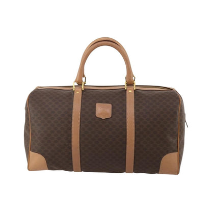 Celine Vintage Duffle Canvas and Leather, Brown, Canvas, Travel Bag