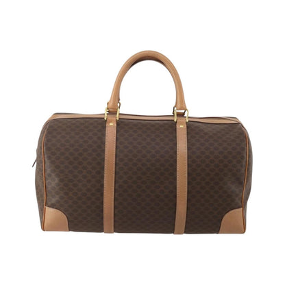 Celine Vintage Duffle Canvas and Leather, Brown, Canvas, Travel Bag