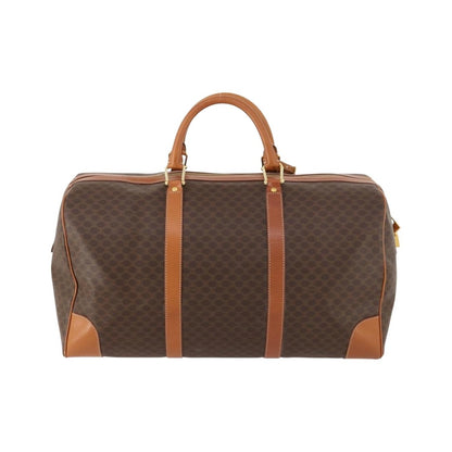 Celine Vintage Duffle Canvas and Leather, Brown, Canvas, Travel Bag