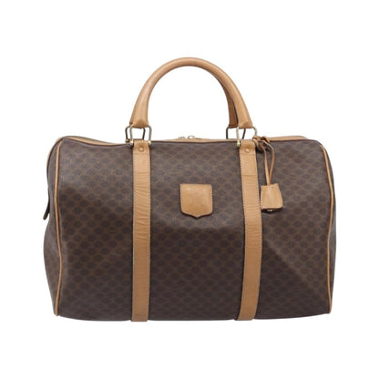 Celine Vintage Duffle Macadam Coated Canvas, Brown, Canvas, Handbag
