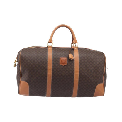 Celine Vintage Duffle Macadam Coated Canvas, Brown, Canvas, Handbag
