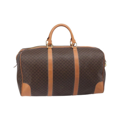 Celine Vintage Duffle Macadam Coated Canvas, Brown, Canvas, Handbag