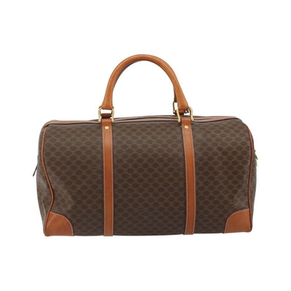 Celine Vintage Duffle Macadam Coated Canvas, Brown, Canvas, Handbag