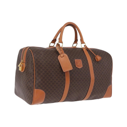 Celine Vintage Duffle Macadam Coated Canvas, Brown, Canvas, Handbag