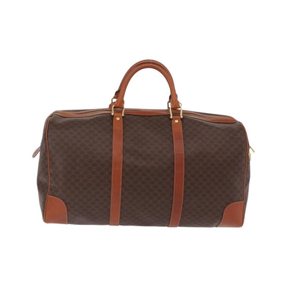 Celine Vintage Duffle Macadam Coated Canvas, Brown, Canvas, Handbag