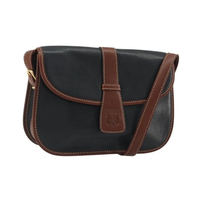 Celine Vintage Flap Leather, Black, Leather, Shoulder Bag