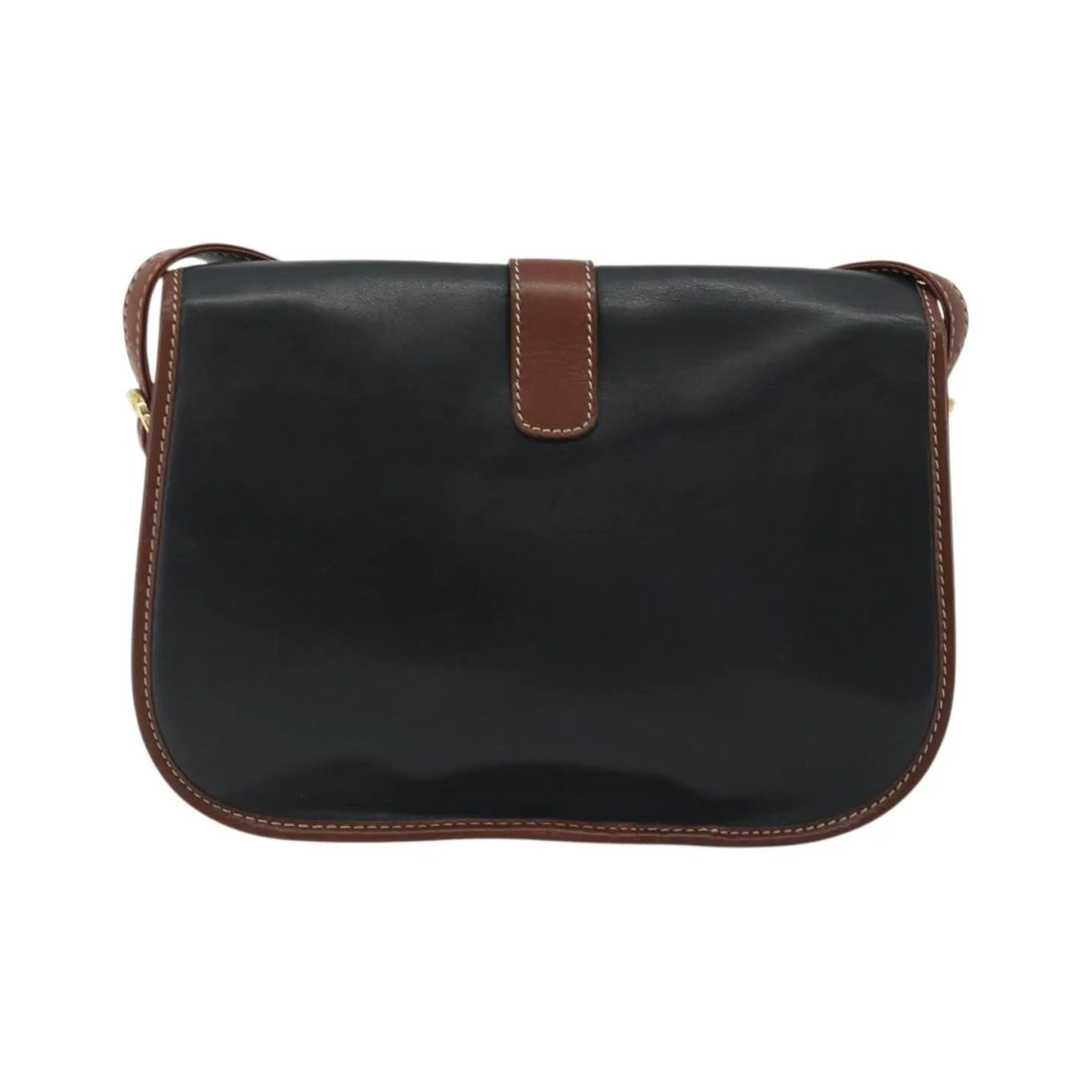 Celine Vintage Flap Leather, Black, Leather, Shoulder Bag