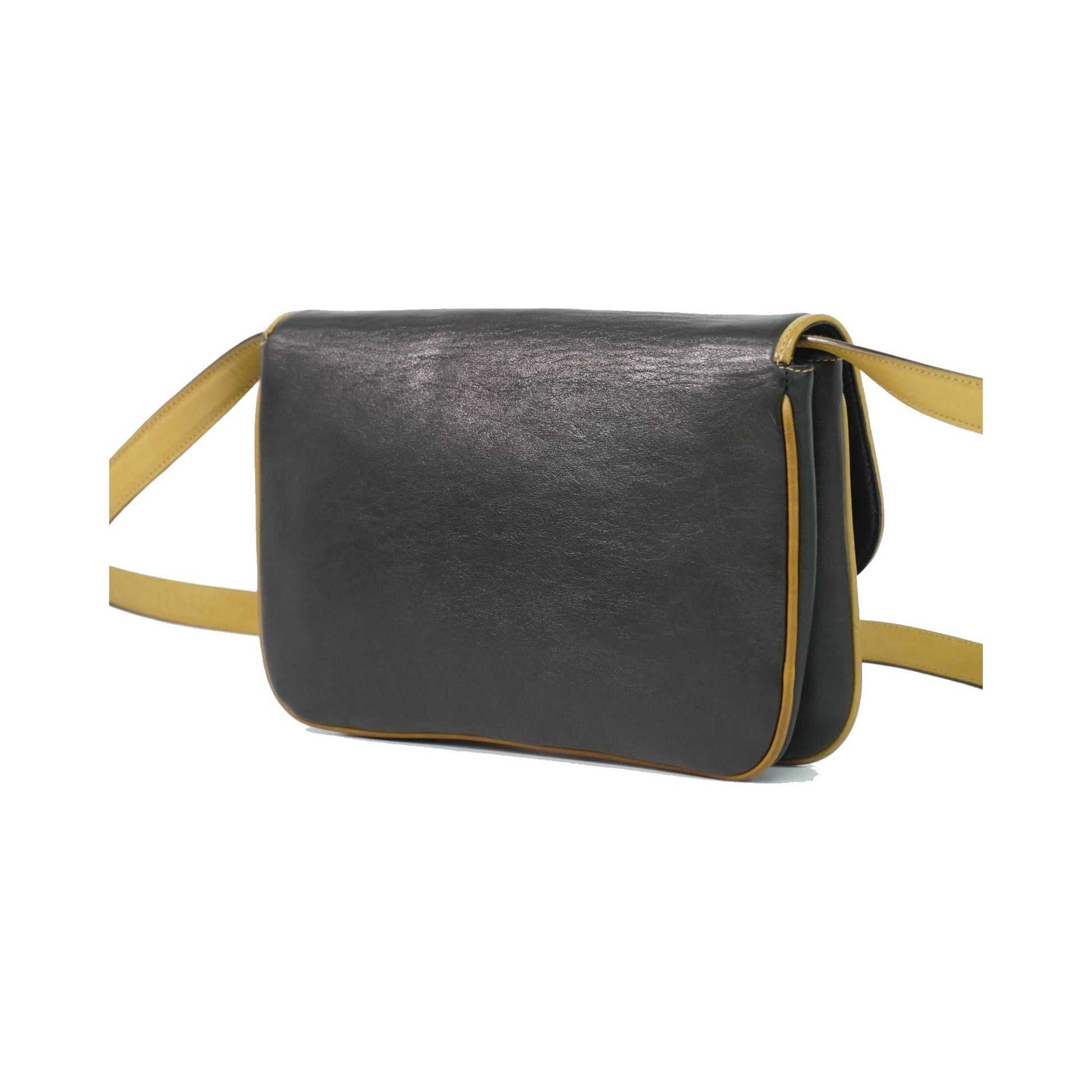 Celine Vintage Flap Leather, Black, Leather, Shoulder Bag