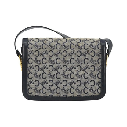 Celine Vintage Horse Carriage C Macadam Canvas and Leather, Navy, Canvas, Shoulder Bag