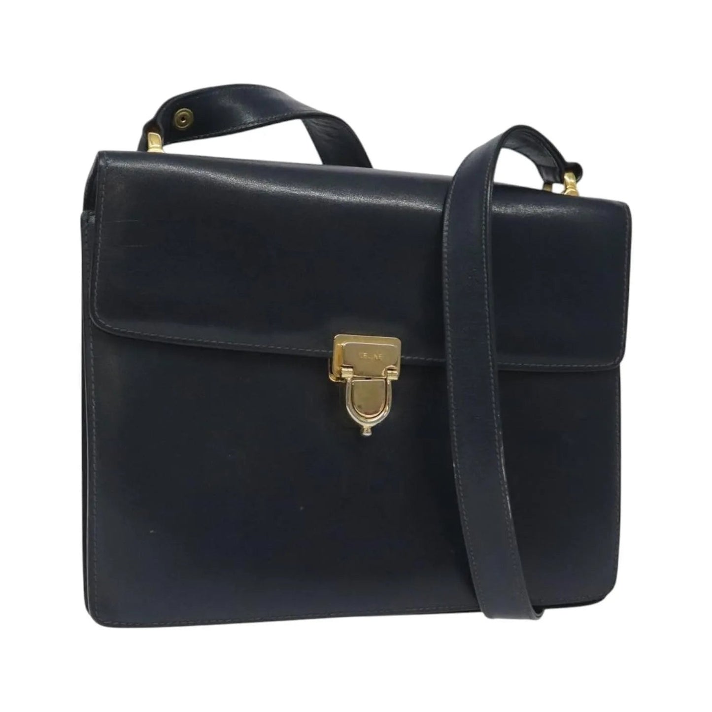 Celine Vintage Leather, Navy, Leather, Shoulder Bag