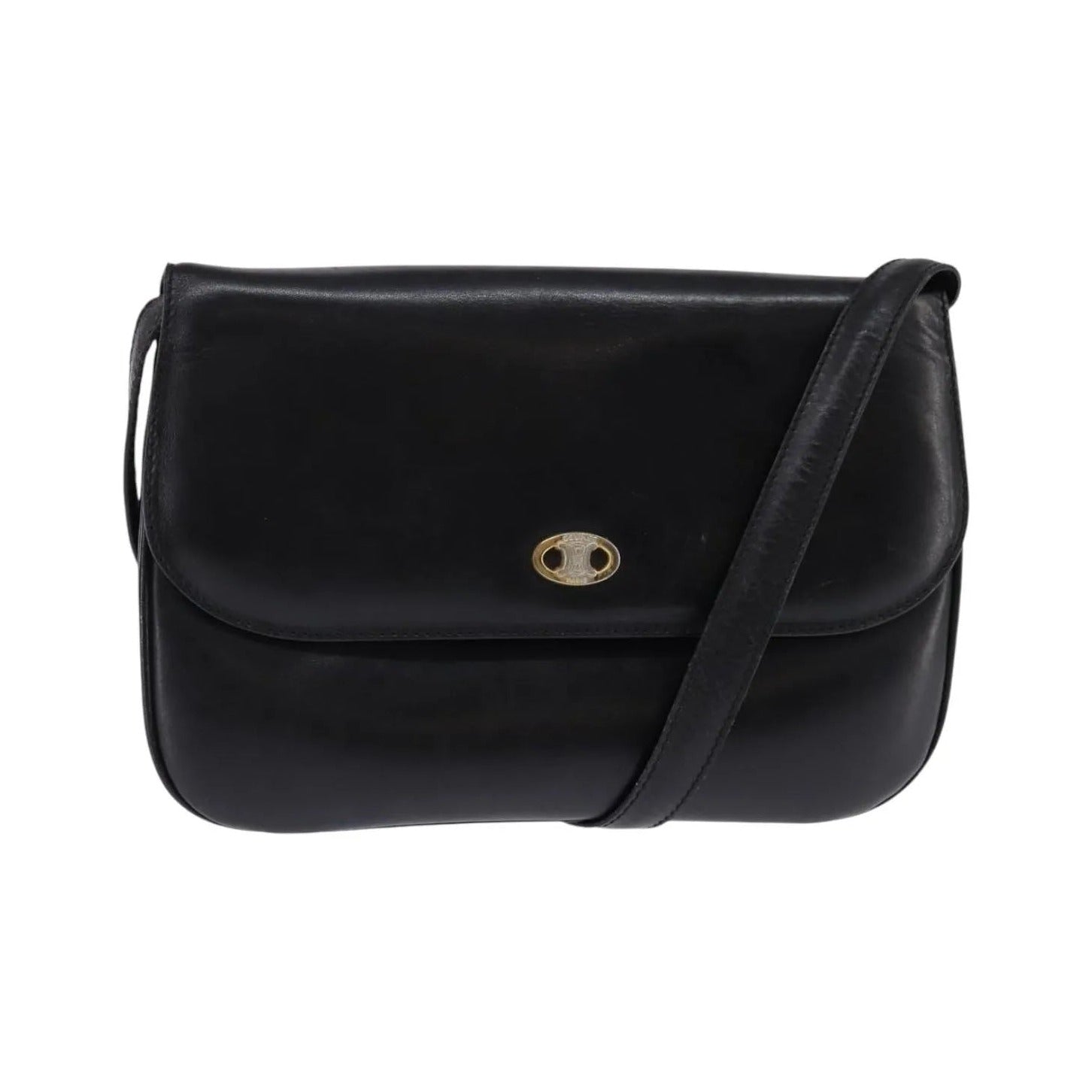 Celine Vintage Leather, Black, Leather, Shoulder Bag
