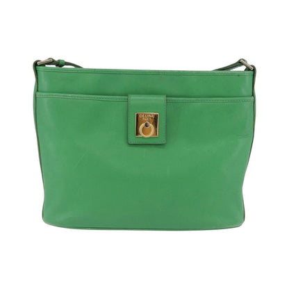 Celine Vintage Leather, Green, Leather, Shoulder Bag