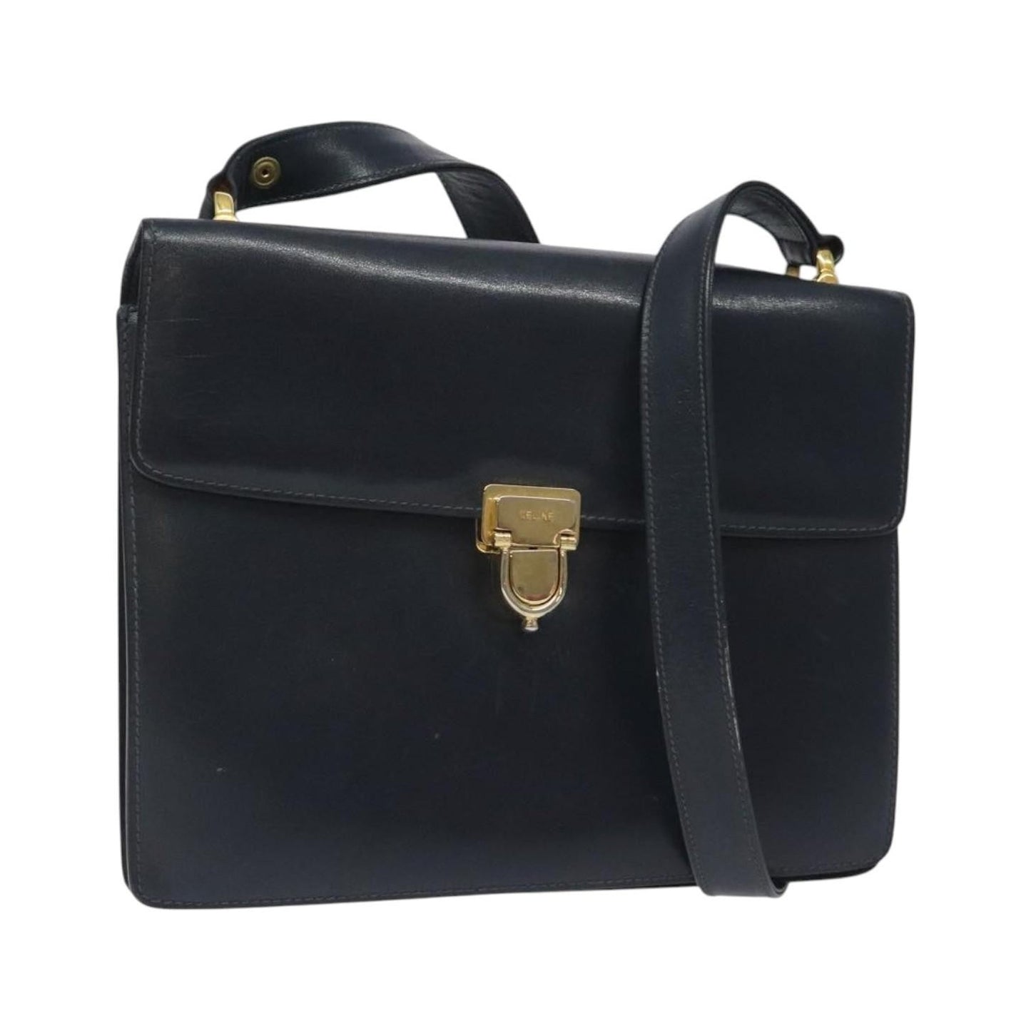 Celine Vintage Leather, Navy, Leather, Shoulder Bag