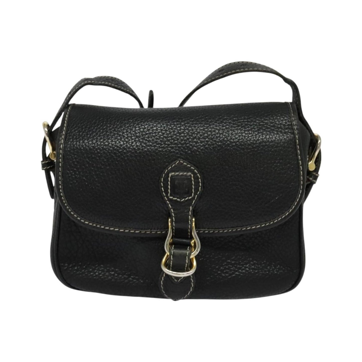 Celine Vintage Leather, Black, Leather, Shoulder Bag
