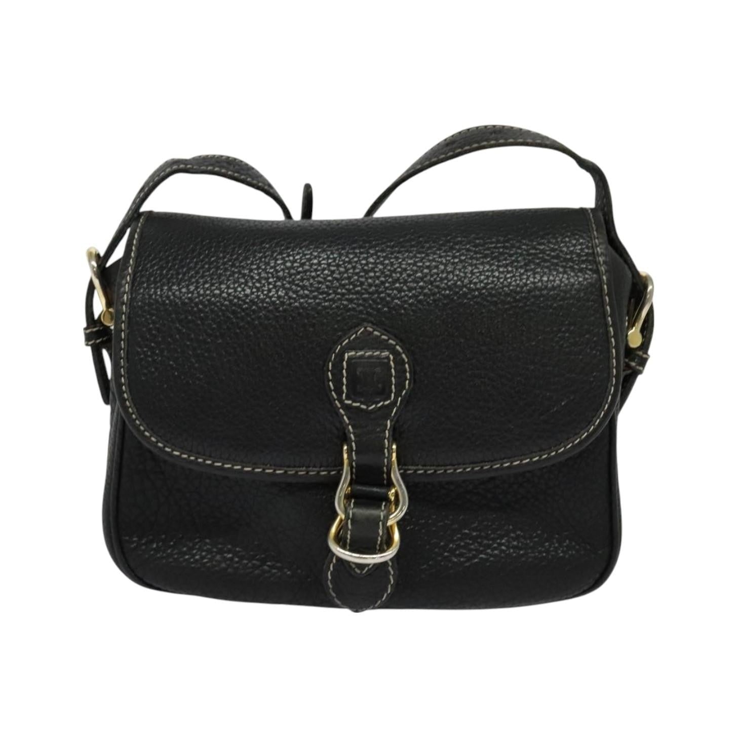 Celine Vintage Leather, Black, Leather, Shoulder Bag