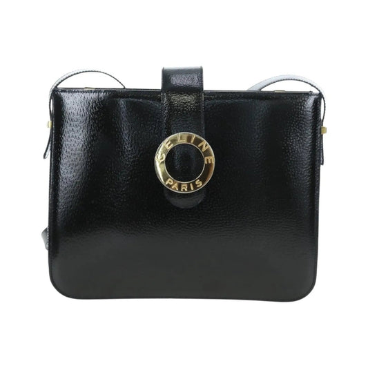 Celine Vintage logo ring shoulder bag Patent Leather, Green, Patent Leather, Shoulder Bag