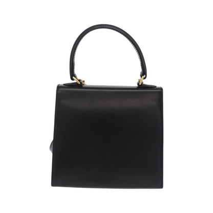 Celine Vintage Logo Top Handle Leather, Black, Leather, Handbag