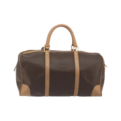 Celine Vintage Macadam Boston Canvas, Brown, PVC, Handbag