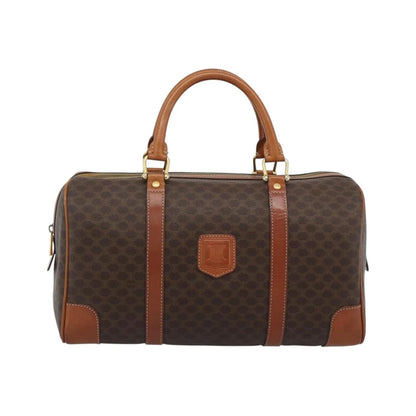 Celine Vintage Macadam Boston Canvas and Leather, Brown, Canvas, Handbag