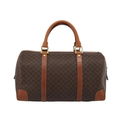 Celine Vintage Macadam Boston Canvas and Leather, Brown, Canvas, Handbag