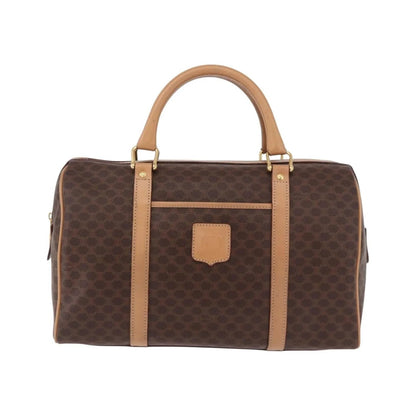 Celine Vintage Macadam Boston Canvas and Leather, Brown, PVC, Handbag