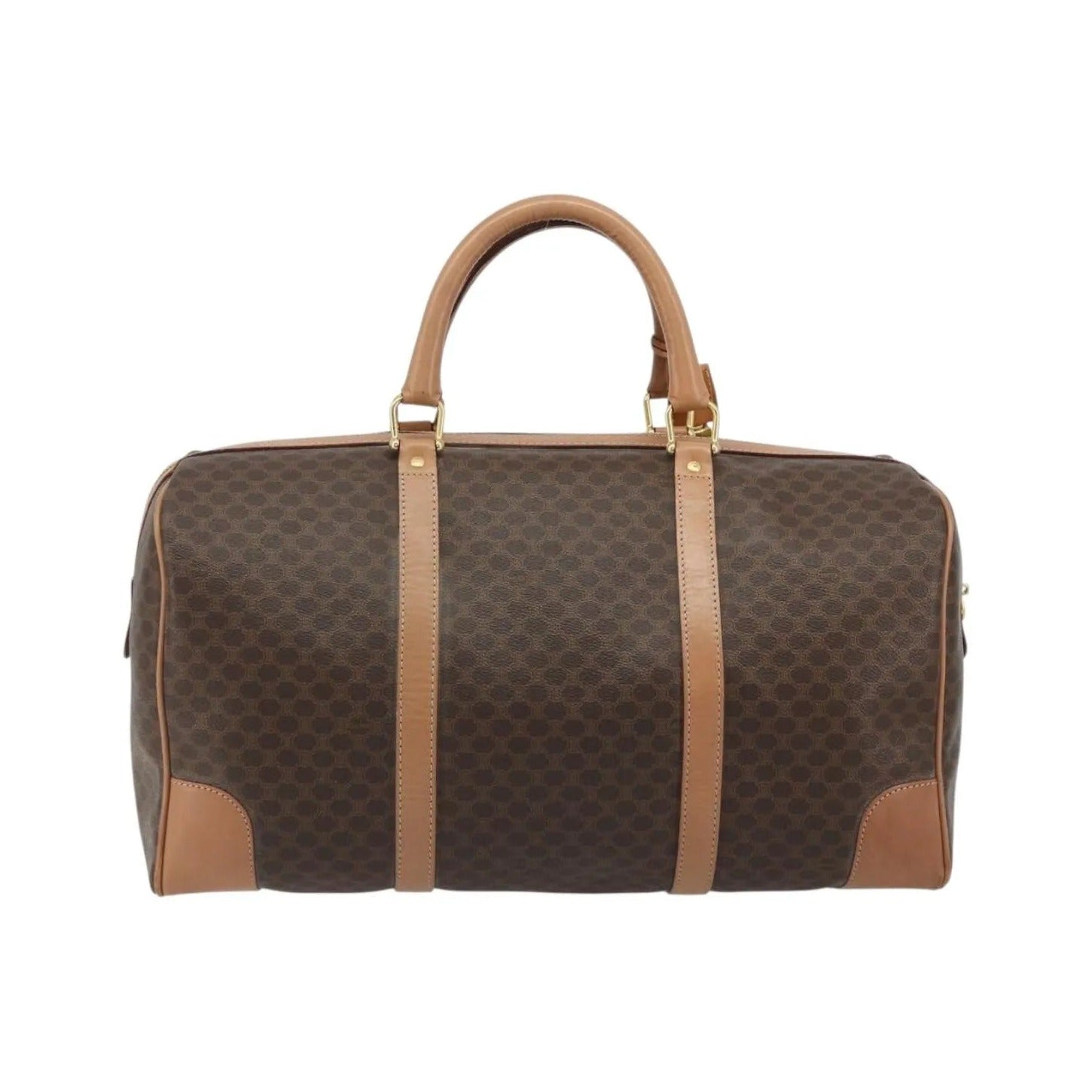 Celine Vintage Macadam Boston Canvas and Leather, Brown, Canvas, Handbag