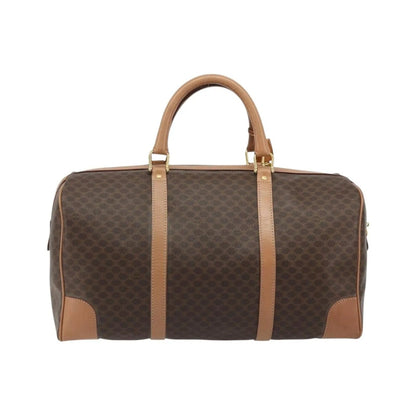 Celine Vintage Macadam Boston Canvas and Leather, Brown, Canvas, Handbag