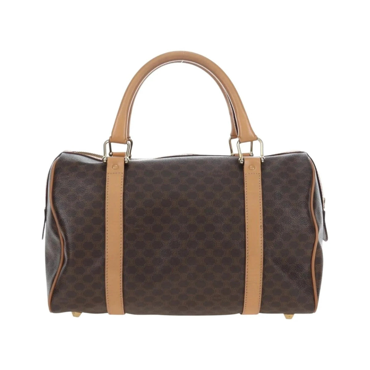 Celine Vintage Macadam Boston Canvas and Leather, Brown, PVC, Handbag