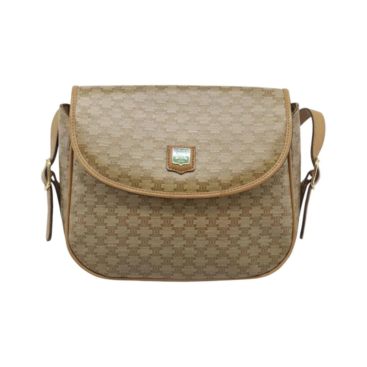 Celine Vintage Macadam Canvas, Beige, Canvas, Shoulder Bag