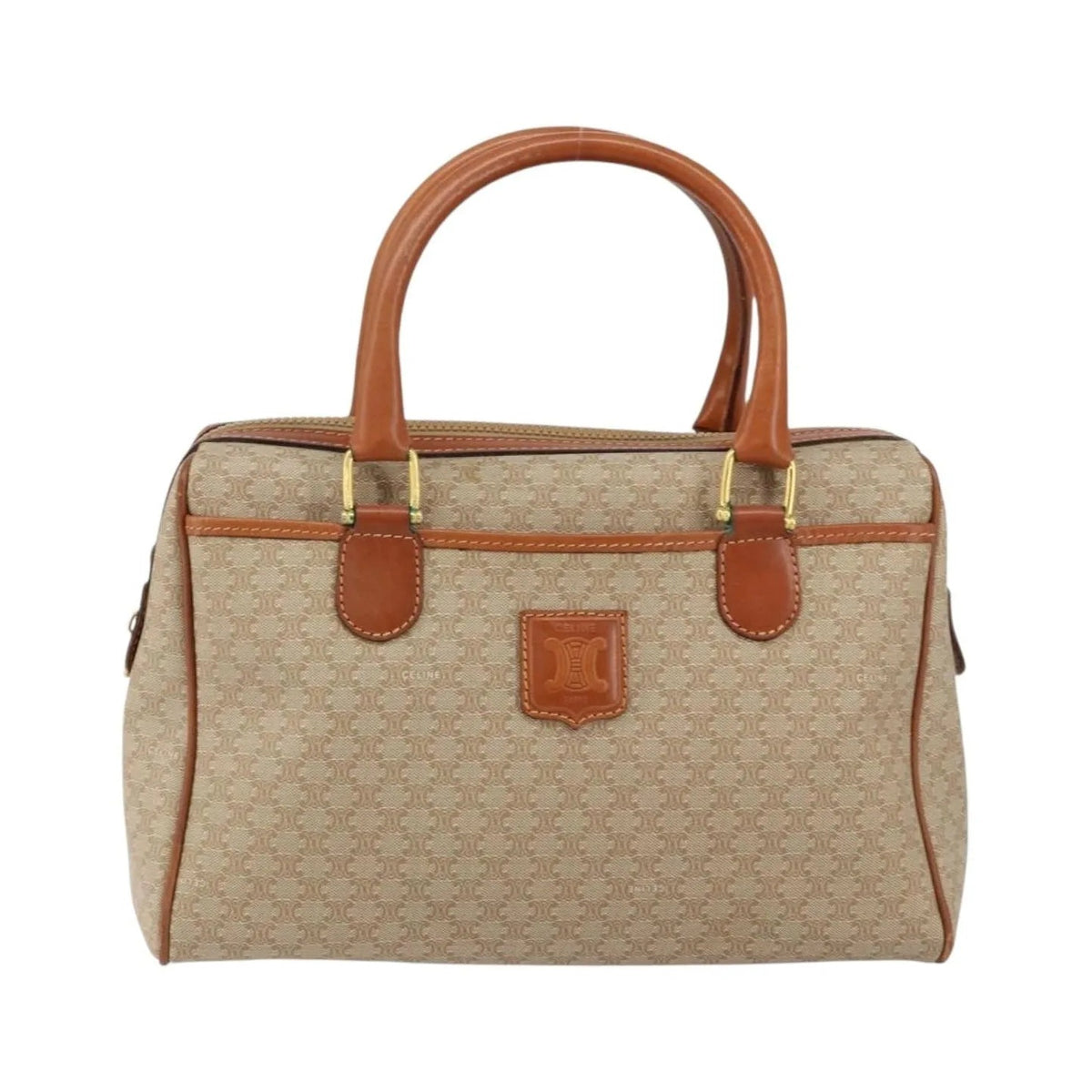 Celine Vintage Macadam Canvas, Beige, Canvas, Handbag