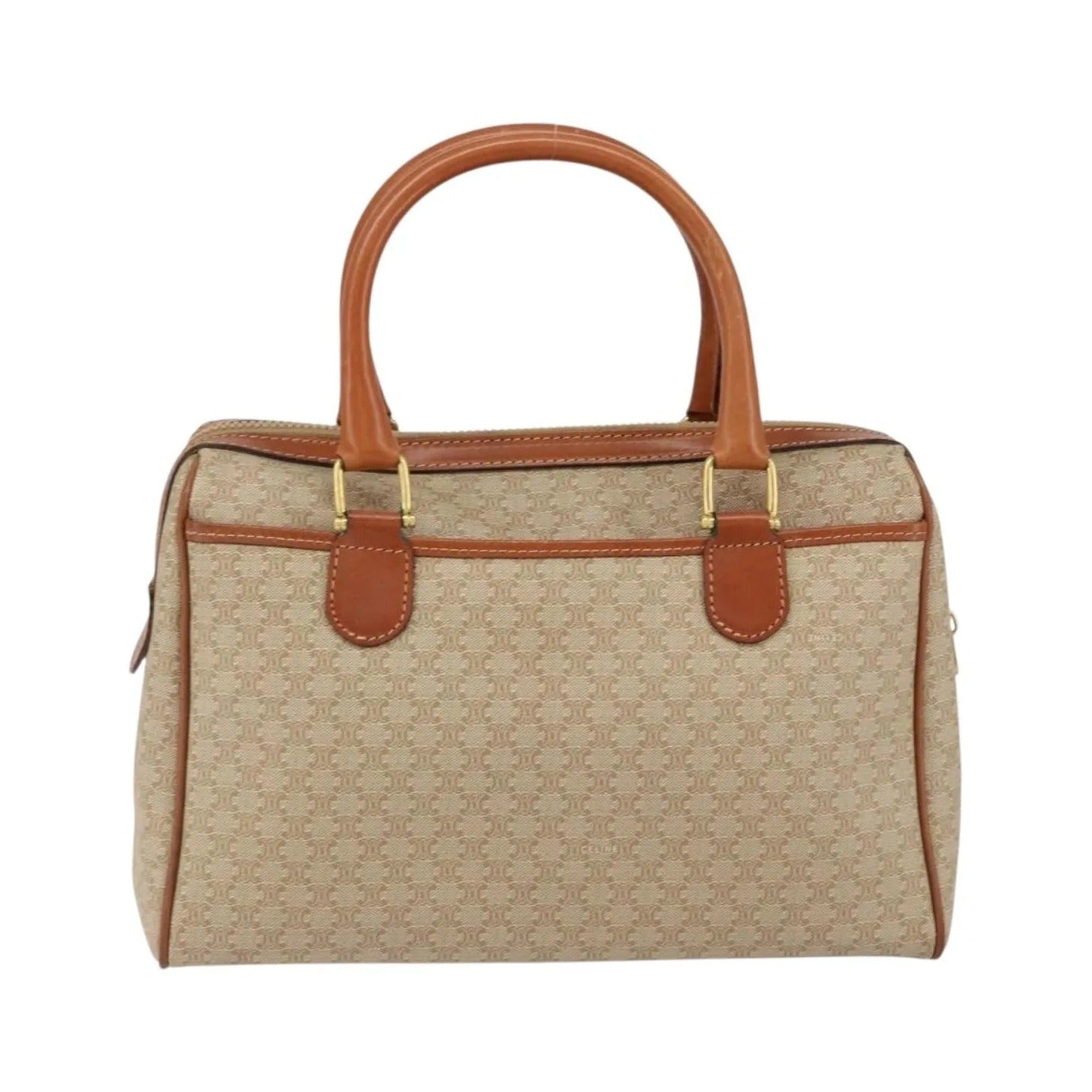 Celine Vintage Macadam Canvas, Beige, Canvas, Handbag