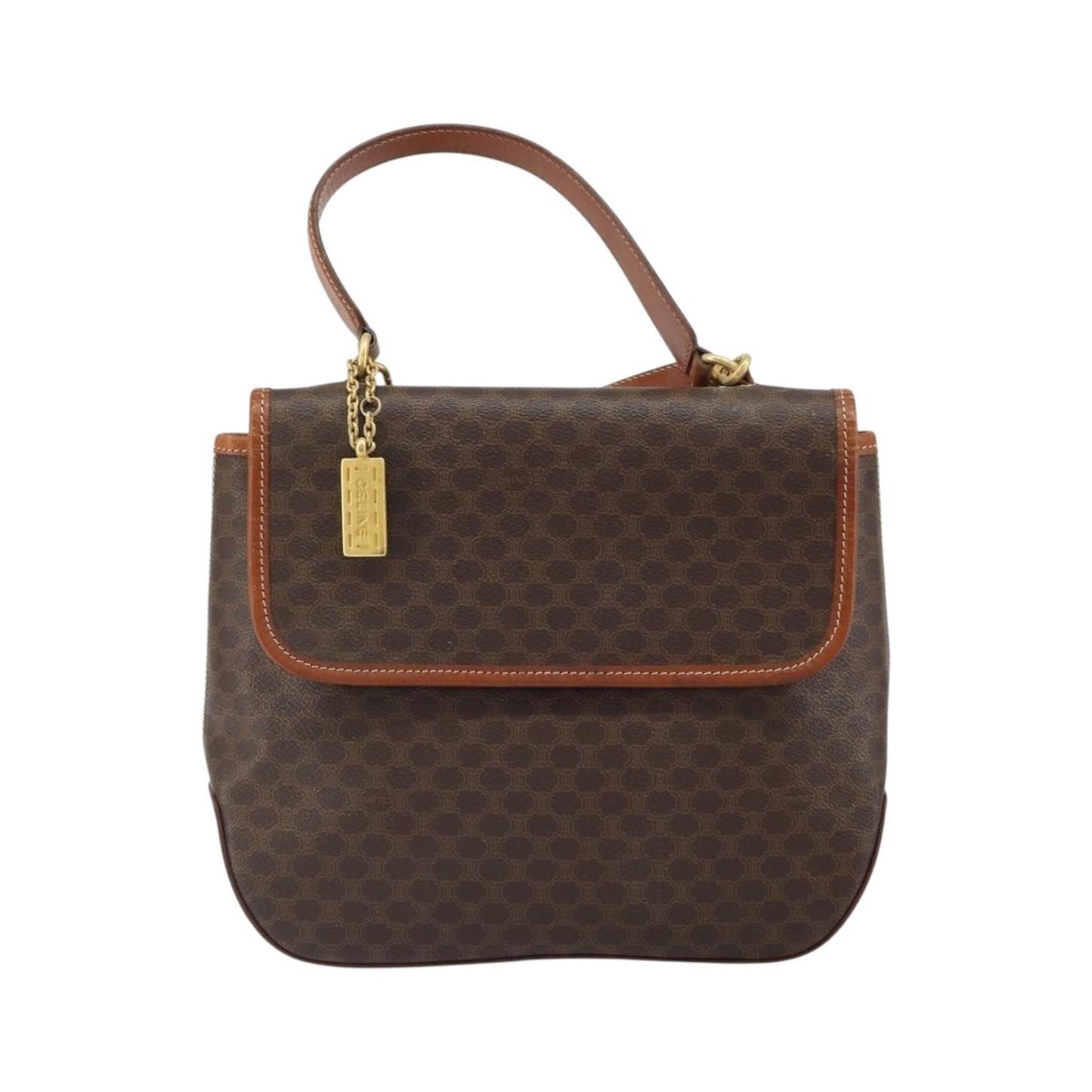 Celine Vintage Macadam Canvas, Brown, Canvas, Handbag