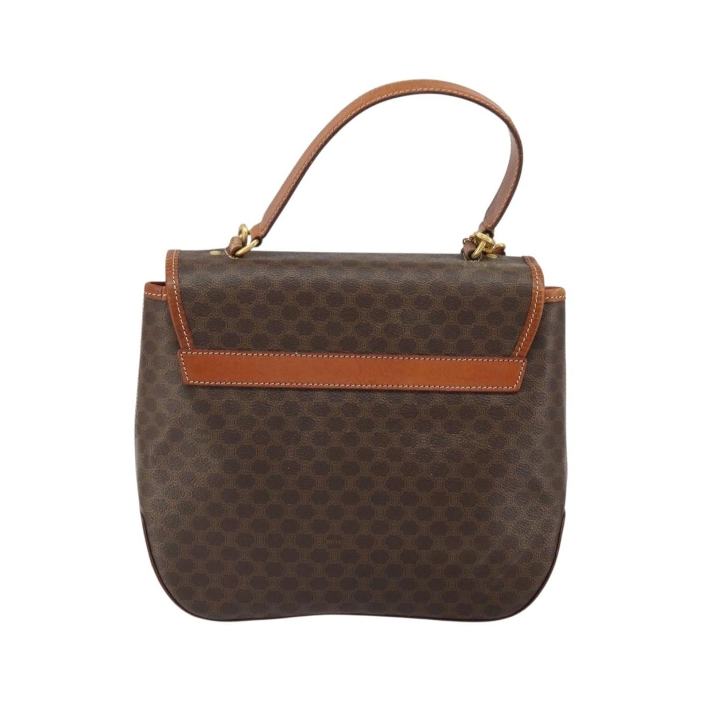 Celine Vintage Macadam Canvas, Brown, Canvas, Handbag