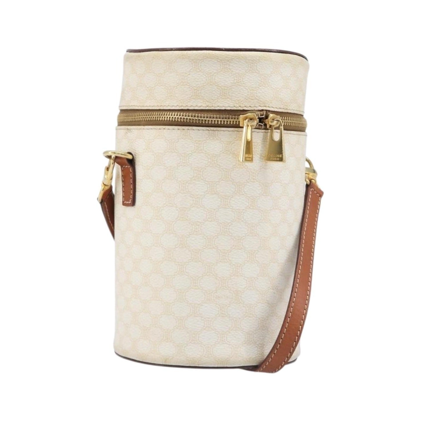 Celine Vintage Macadam Canvas, Beige, PVC, Shoulder Bag