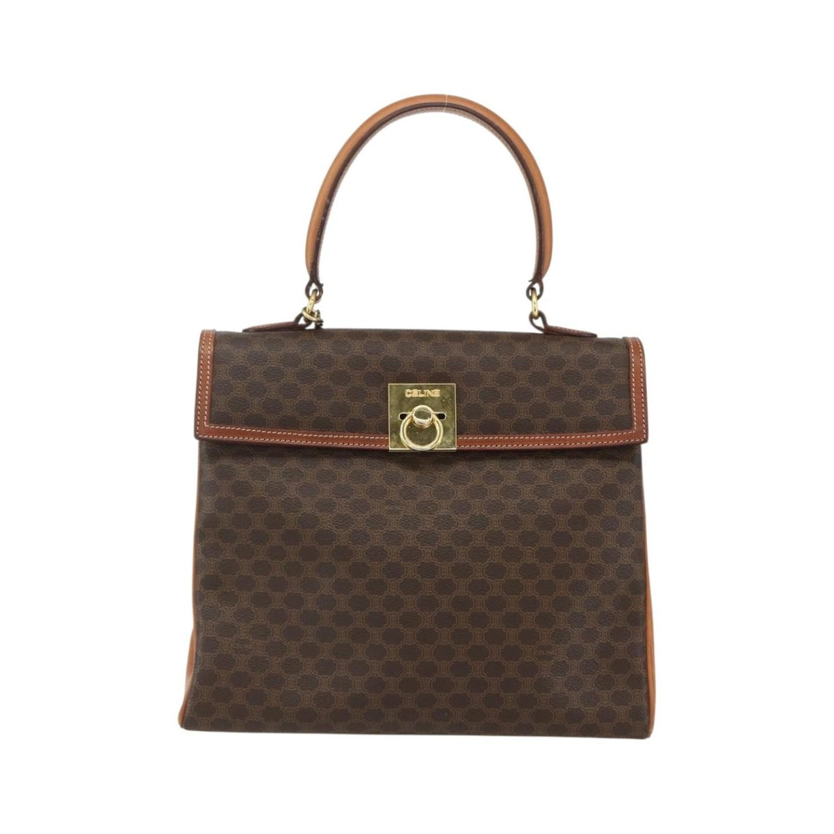 Celine Vintage Macadam Canvas, Brown, Canvas, Backpack