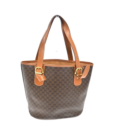 Celine Vintage Macadam Canvas, Brown, Canvas, Backpack