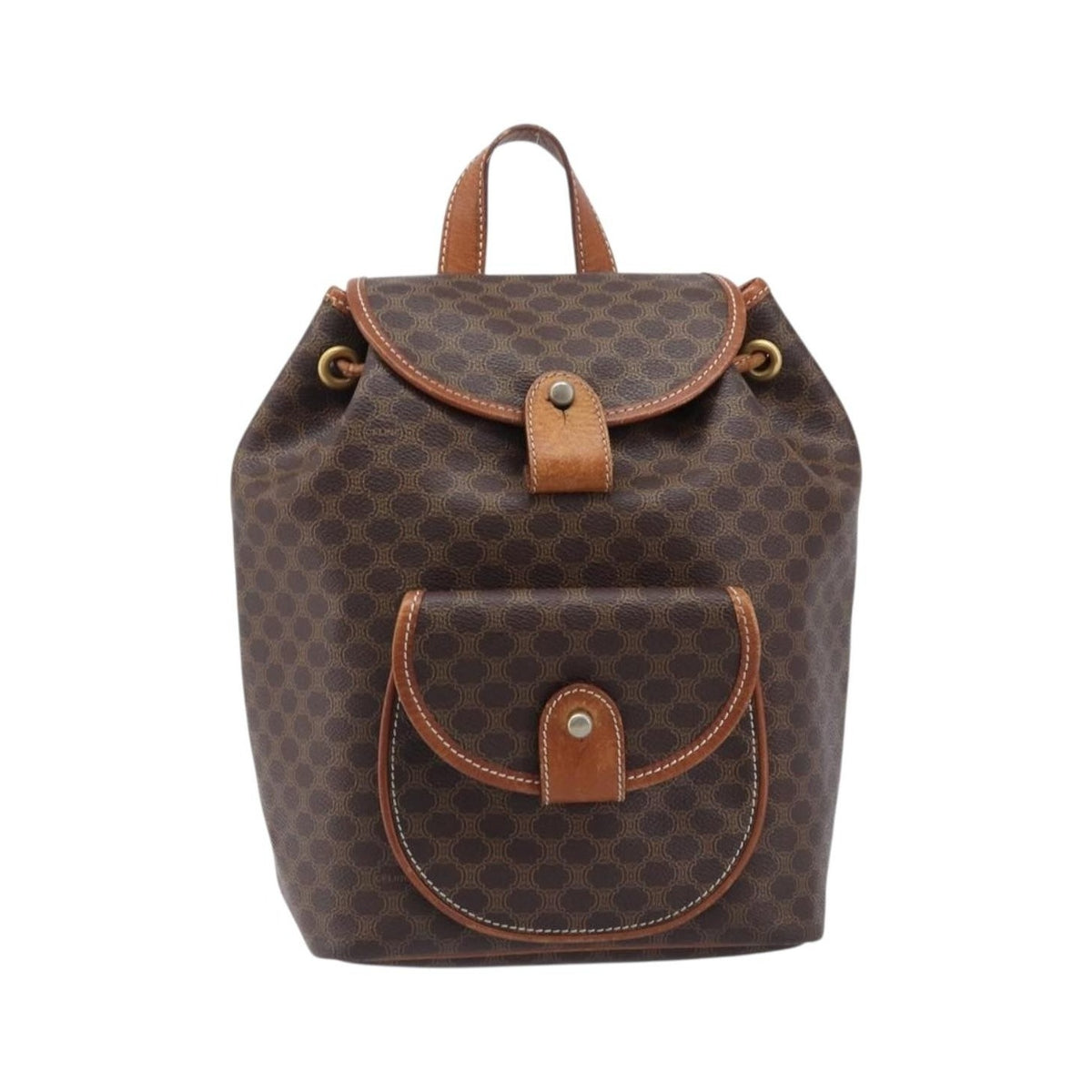 Celine Vintage Macadam Canvas, Brown, Canvas, Backpack