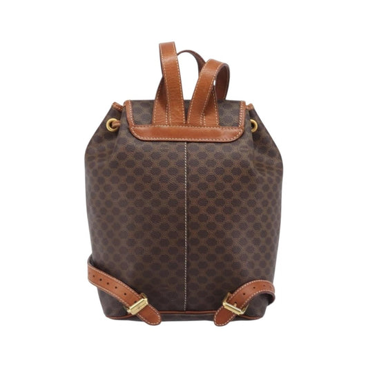 Celine Vintage Macadam Canvas, Brown, Canvas, Backpack