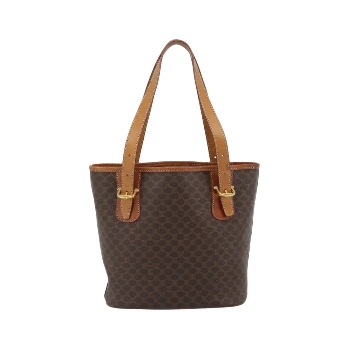 Celine Vintage Macadam Canvas and Leather, Brown, Canvas, Tote Bag