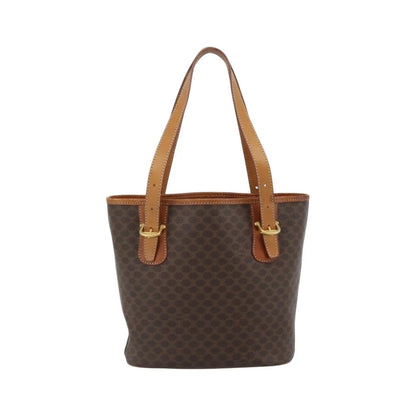 Celine Vintage Macadam Canvas and Leather, Brown, Canvas, Tote Bag
