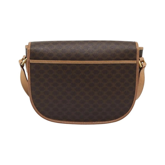 Celine Vintage Macadam Canvas and Leather, Brown, Canvas, Shoulder Bag