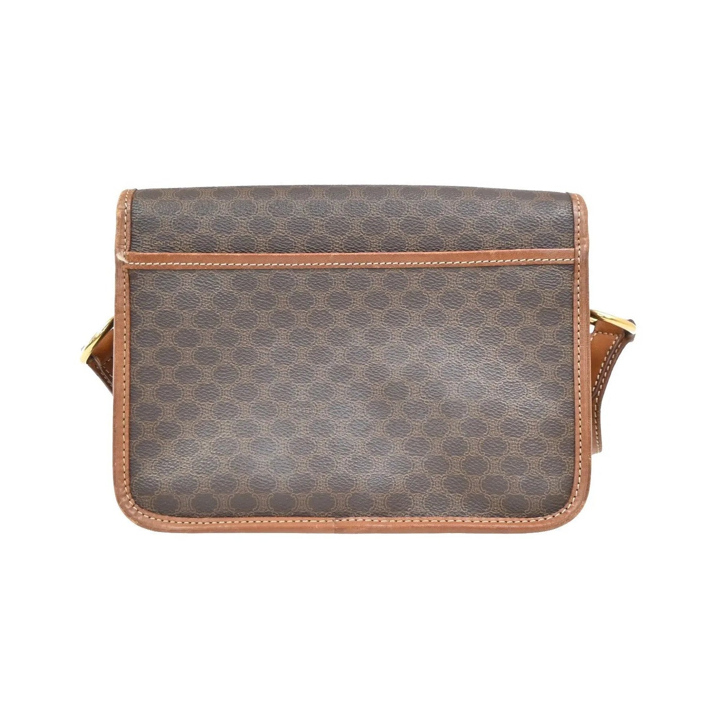 Celine Vintage Macadam Canvas and Leather, Brown, Canvas, Shoulder Bag