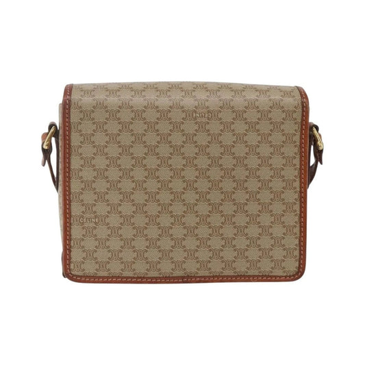 Celine Vintage Macadam Canvas and Leather, Beige, Canvas, Shoulder Bag