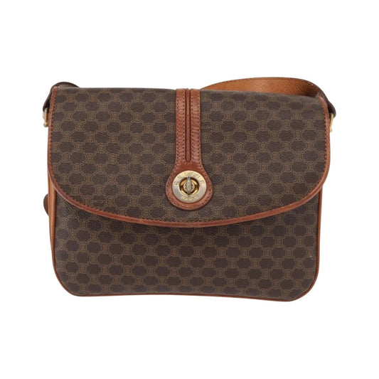 Celine Vintage Macadam Canvas and Leather, Brown, Canvas, Shoulder Bag